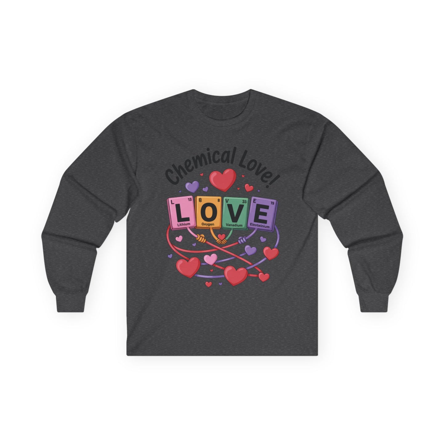 Chemical Love Women's Long Sleeve Tee, Valentine's Day Gift, Cute Chemistry Shirt, Science Lover Apparel, Relationship Humor