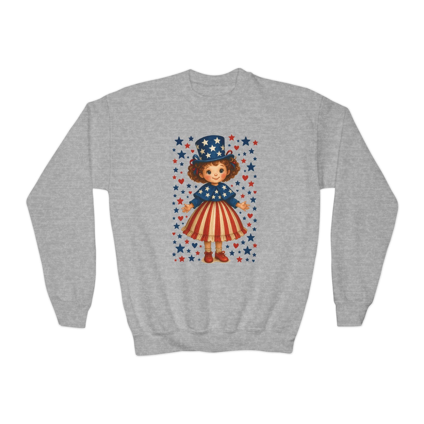 Youth Patriotic Crewneck Sweatshirt, Kids American Flag Sweatshirt, 4th of July, Independence Day Gift, Stars and Stripes