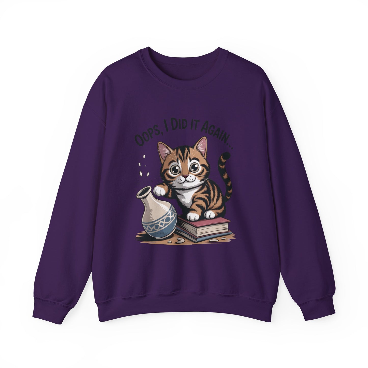 Cute Cat Oops! I Did It Again Sweatshirt, Funny Pet Lover Gift, Cozy Crewneck for Cat Moms, Purrfect for Birthdays, Casual Wear