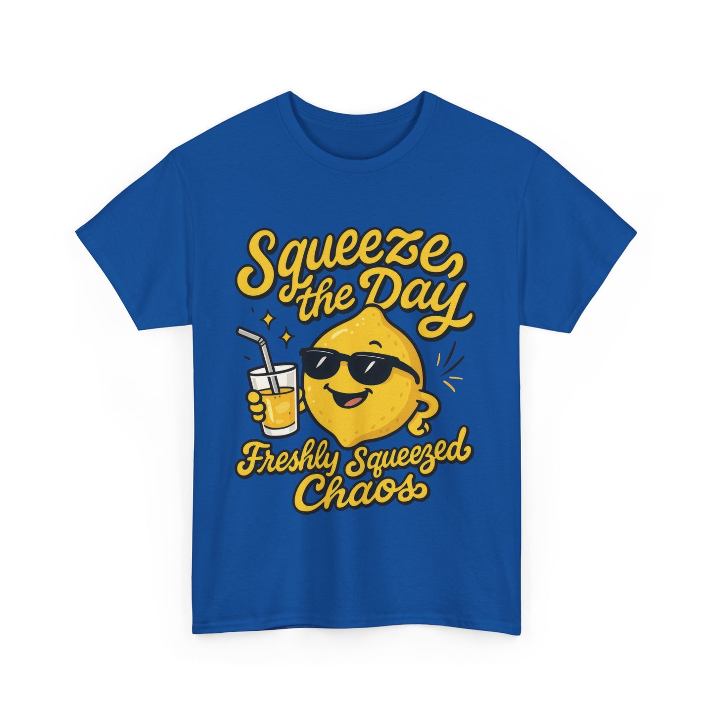 Funny Lemon Shirt for Women - Squeeze The Day Freshly Squeezed Chaos Tee - Cute Positive Citrus Graphic Tee, Fun Summer Tee for Beach Vibes