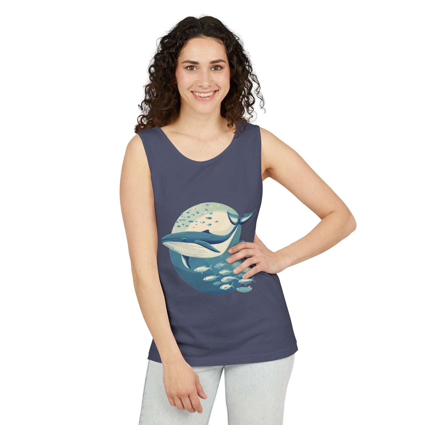 Ocean-Inspired Unisex Tank Top, Whale Design Shirt, Summer Casual Wear, Beach Vibes Gift, Eco-Friendly Fashion