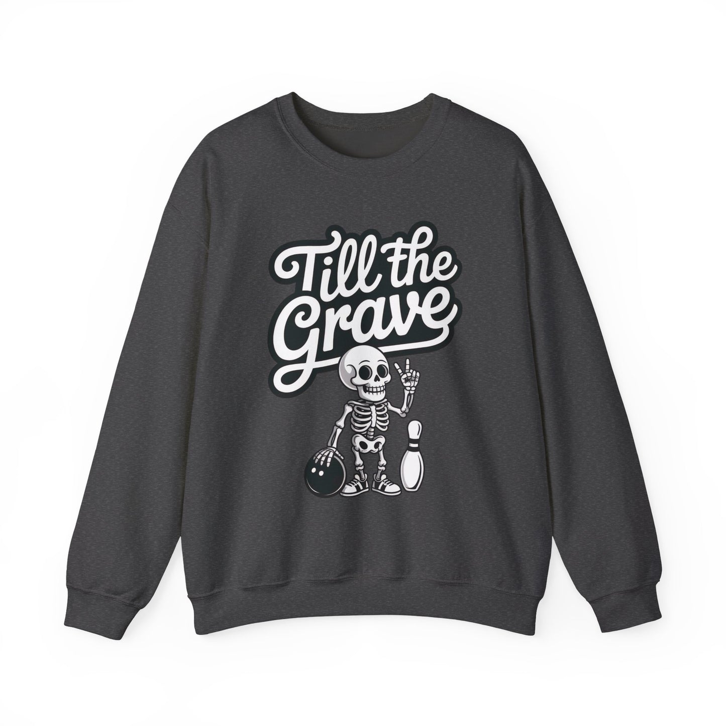 Funny Skeleton Bowling Sweatshirt, Womens Crewneck, Halloween Gift, Casual Wear, Till the Grave Sweatshirt, Bowling Lover Apparel