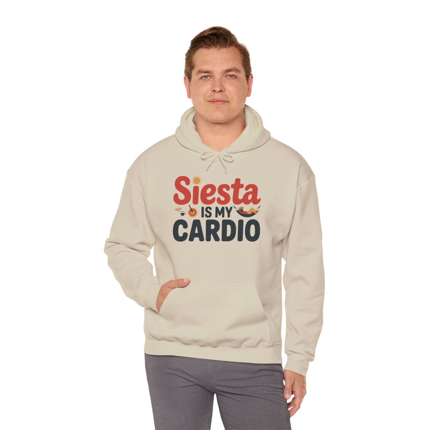 Mens Heavy Blend™ Hooded Sweatshirt, Siesta Is My Cardio Funny Mens Hoodie Spain Humor Gift