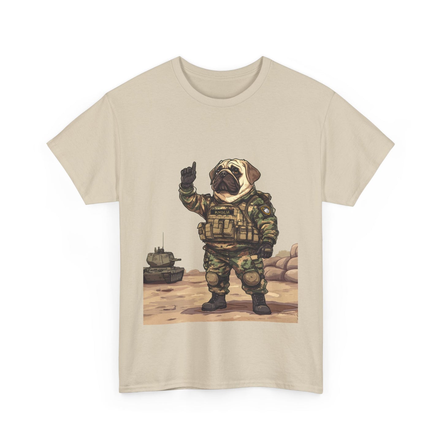 Cute Army Bulldog Tee, Funny Dog Army Pug Men's Heavy Cotton Tee, Pet Lovers Gift, Military Humor Clothing, Dog Dad T-Shirt