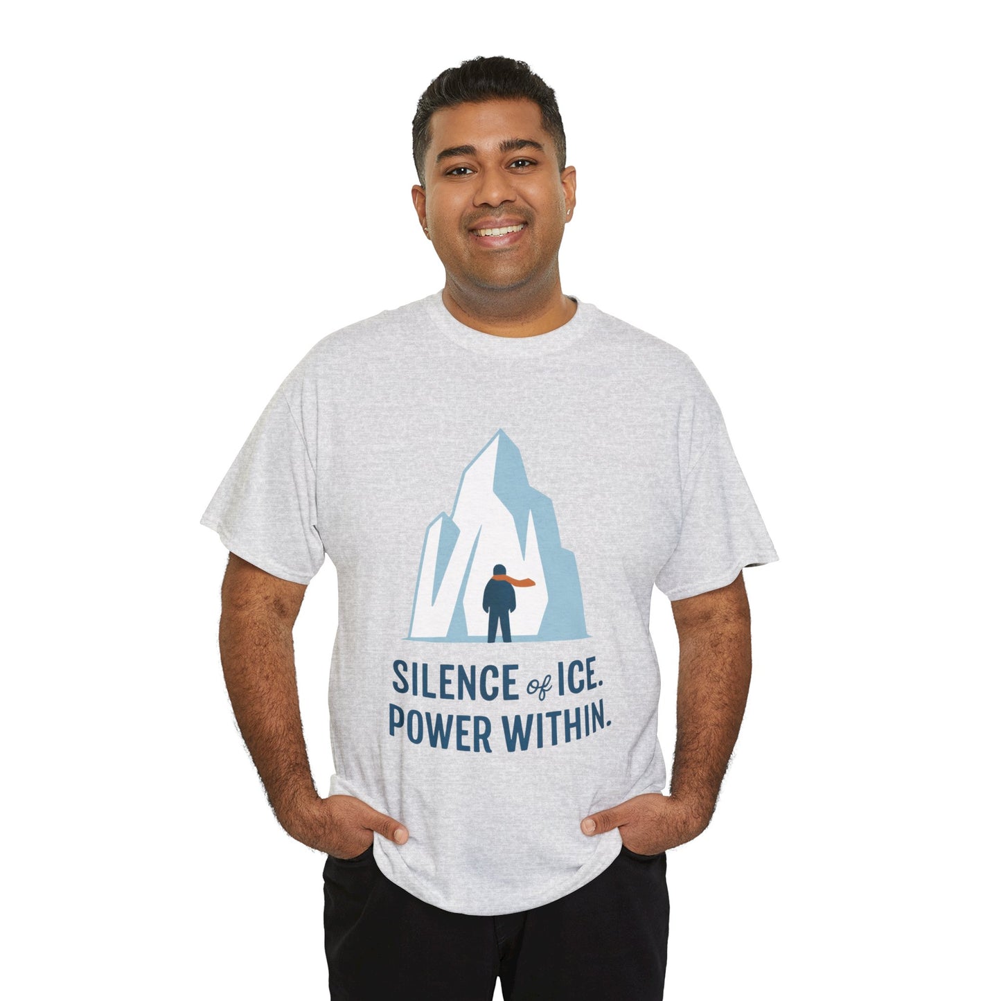 Silence of Ice Power Within Mens T-Shirt, Minimalist Nordic Iceberg Graphic Tee