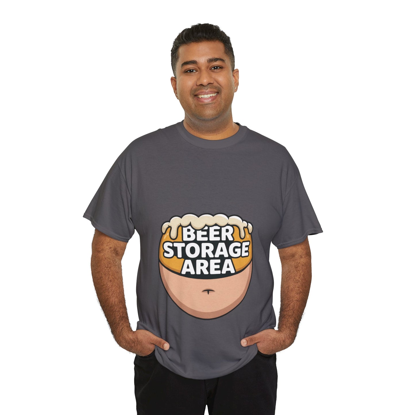 Funny Beer Belly T-Shirt, Beer Storage Area Graphic Tee for Men, Dad Bod Humor Shirt, Beer Lovers Gift, Drinking Gift, Party Apparel