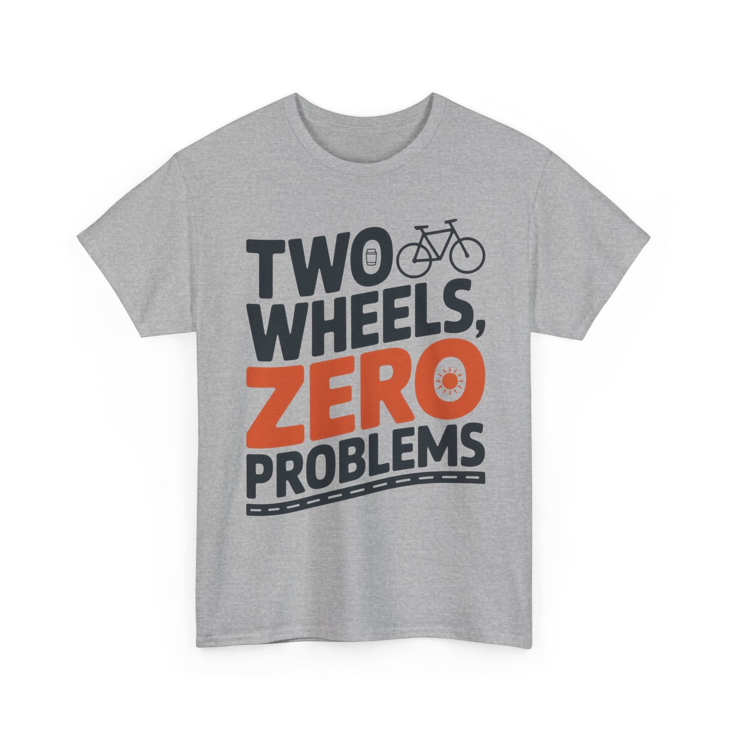 Two Wheels Zero Problems Mens Graphic Biker T-Shirt, Bike Humor Tee, Biker Gift