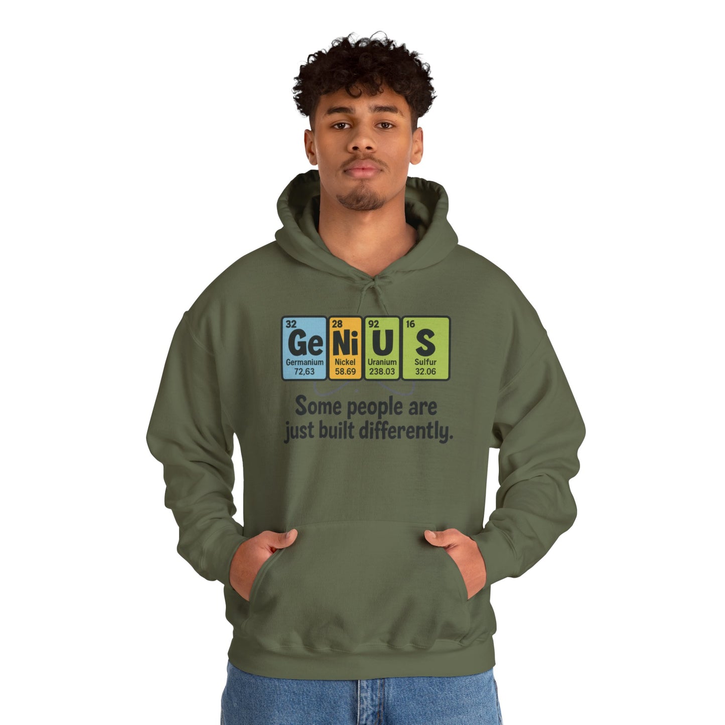 Funny Mens Genius Hoodie, Periodic Table Nerd Sweatshirt, Smart Science Pullover Gift for Him, Science Lover Apparel, Funny Hoodie