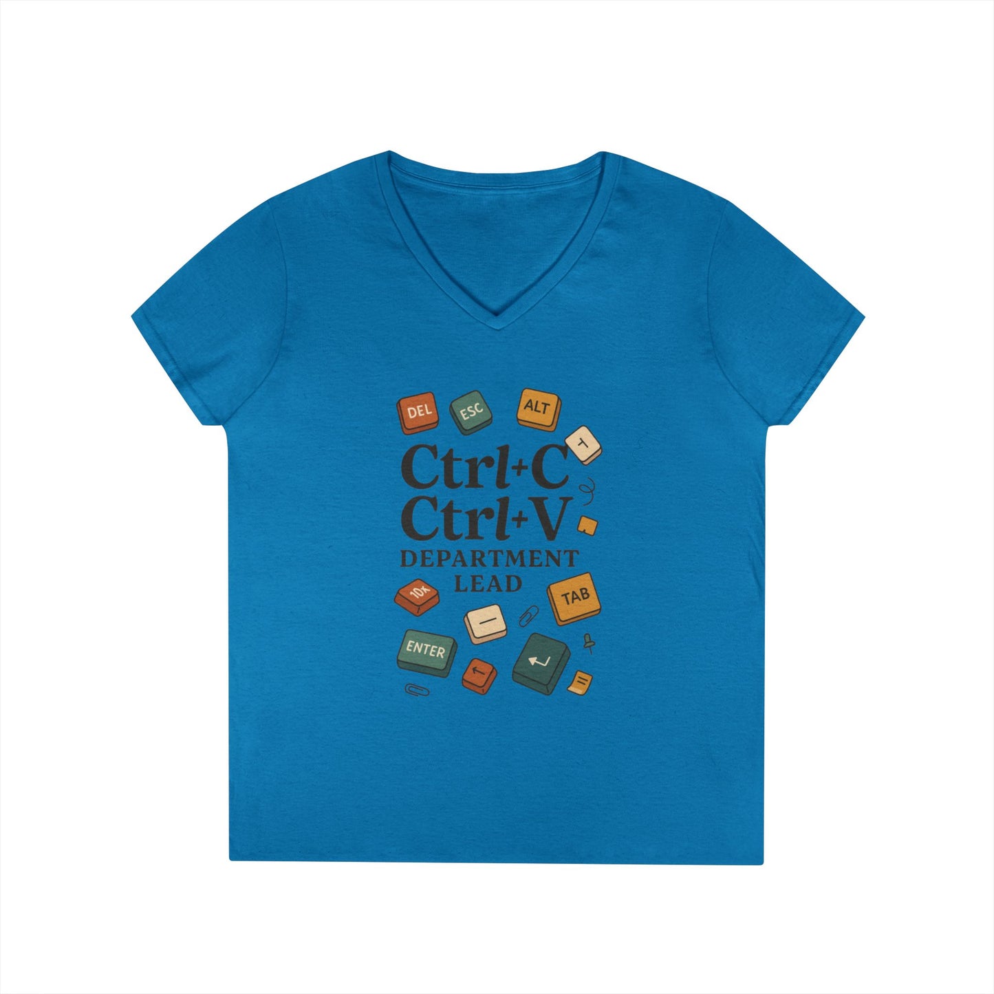 Tech Savvy Ladies' V-Neck T-Shirt, Funny Coding Tee, Programmer Gift, Office Humor Top, CTRL C V Shirt, Work From Home Clothes