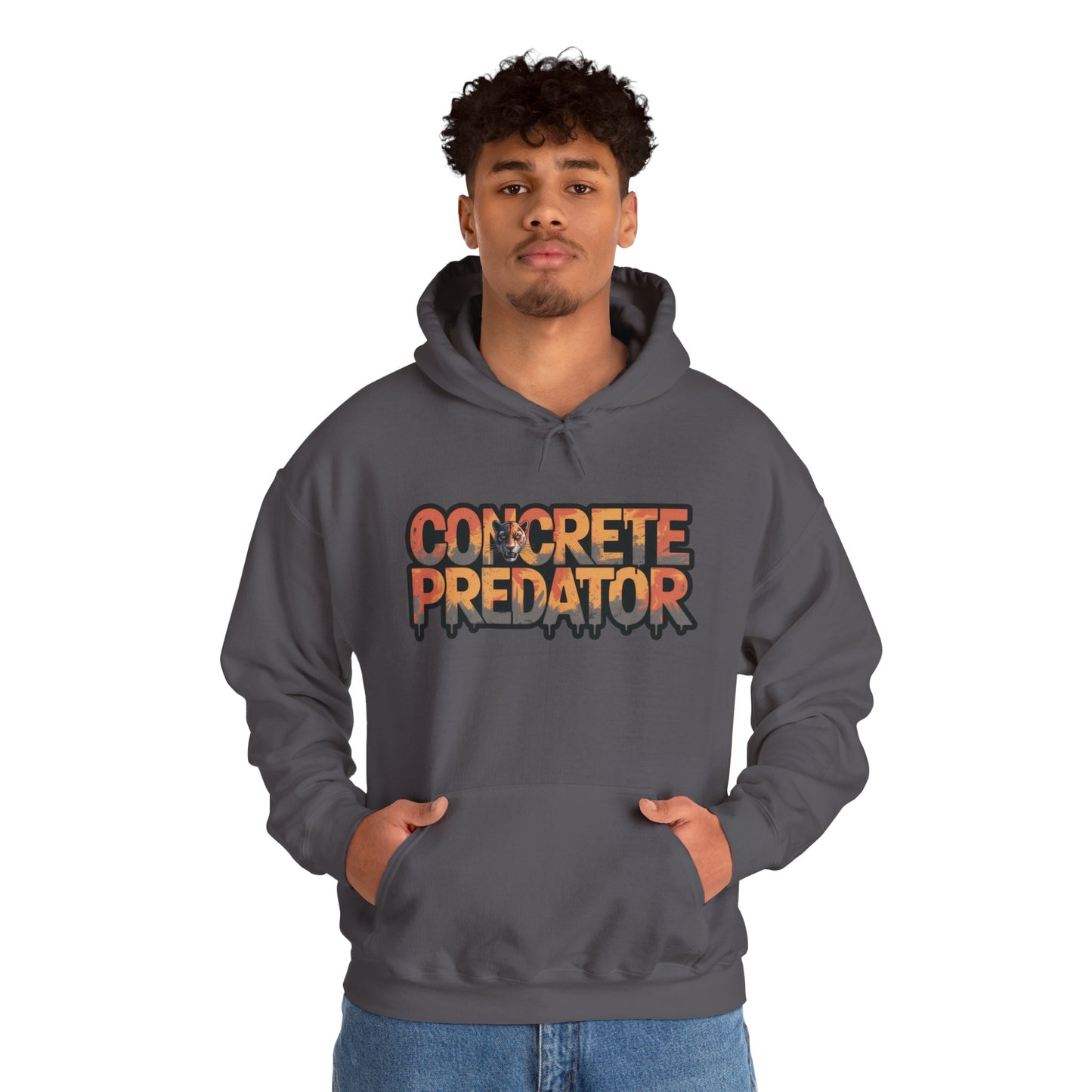 Mens Heavy Blend™ Hooded Sweatshirt, Concrete Predator Panther Hoodie Mens Urban Streetwear