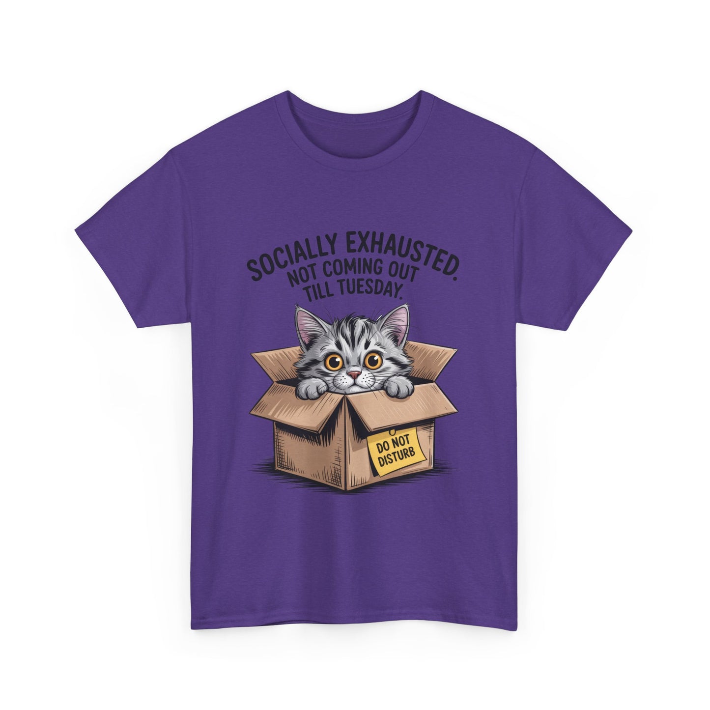 Socially Exhausted Cat Women's Tee, Funny Cat Shirt, Women's Graphic Tee, Gift for Introverts, Cute Animal T-Shirt, Weekend Wear