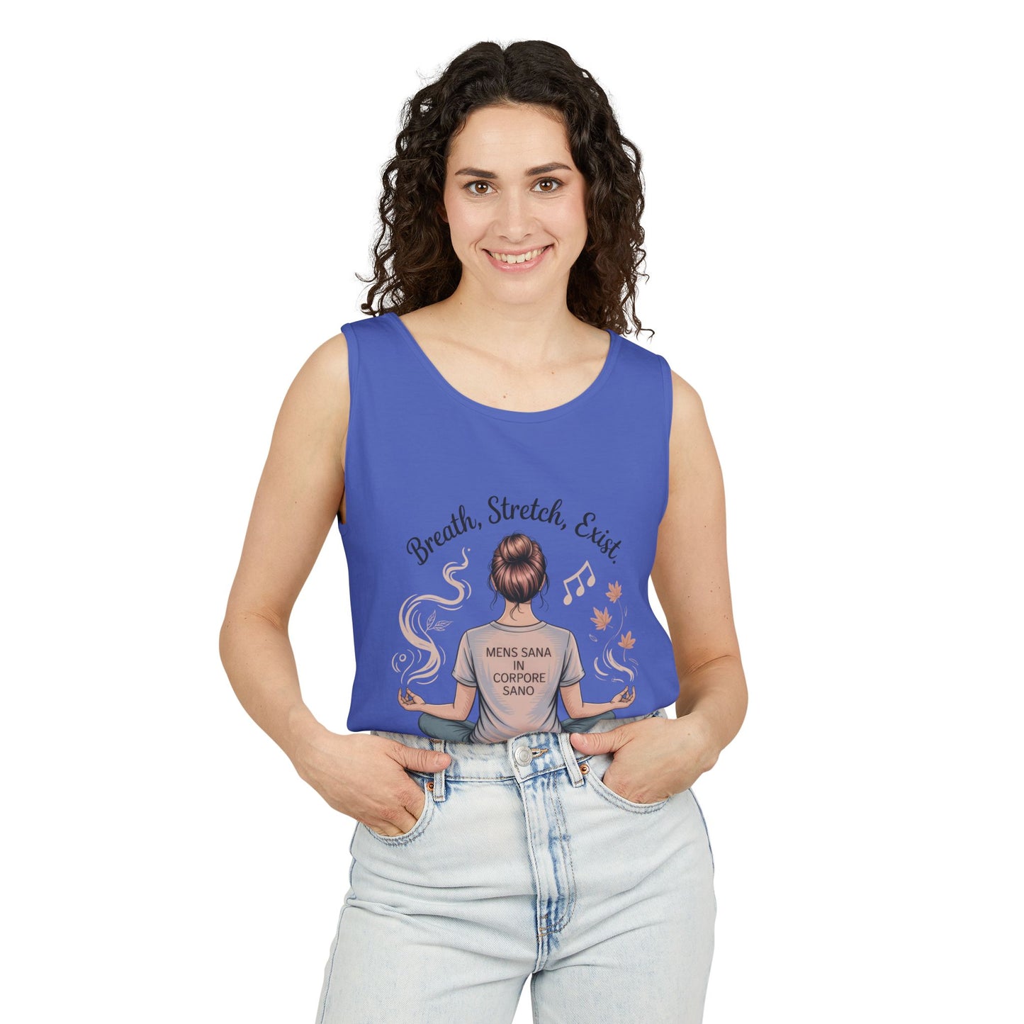 Zen Sarcastic Tank Top, Unisex Meditation Shirt, Breath Stretch Exist Tee, Yoga Apparel, Gift for Mindfulness Lovers