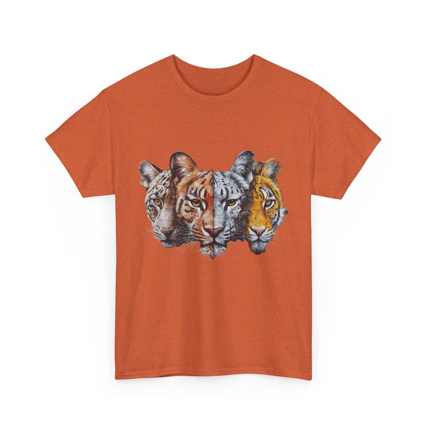 Wildlife Fusion Unisex Heavy Cotton Tee - Nature Lover's Apparel, Tiger Graphic Shirt, Animal Enthusiast Gift, Eco-Friendly Fashion