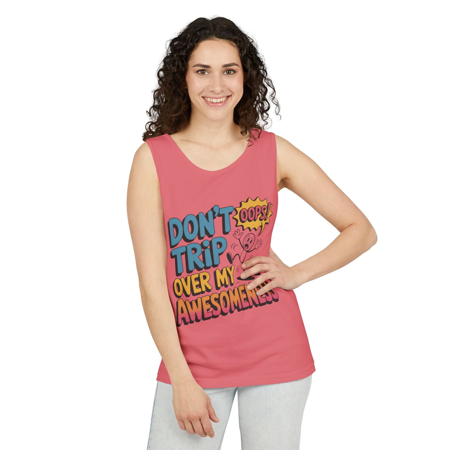Funny Graphic Tank Top, Don't Trip Over My Awesomeness Tank, Womens Cotton Tank for Casual Wear, Gift for Friends, Birthday Gift, Humor Tee