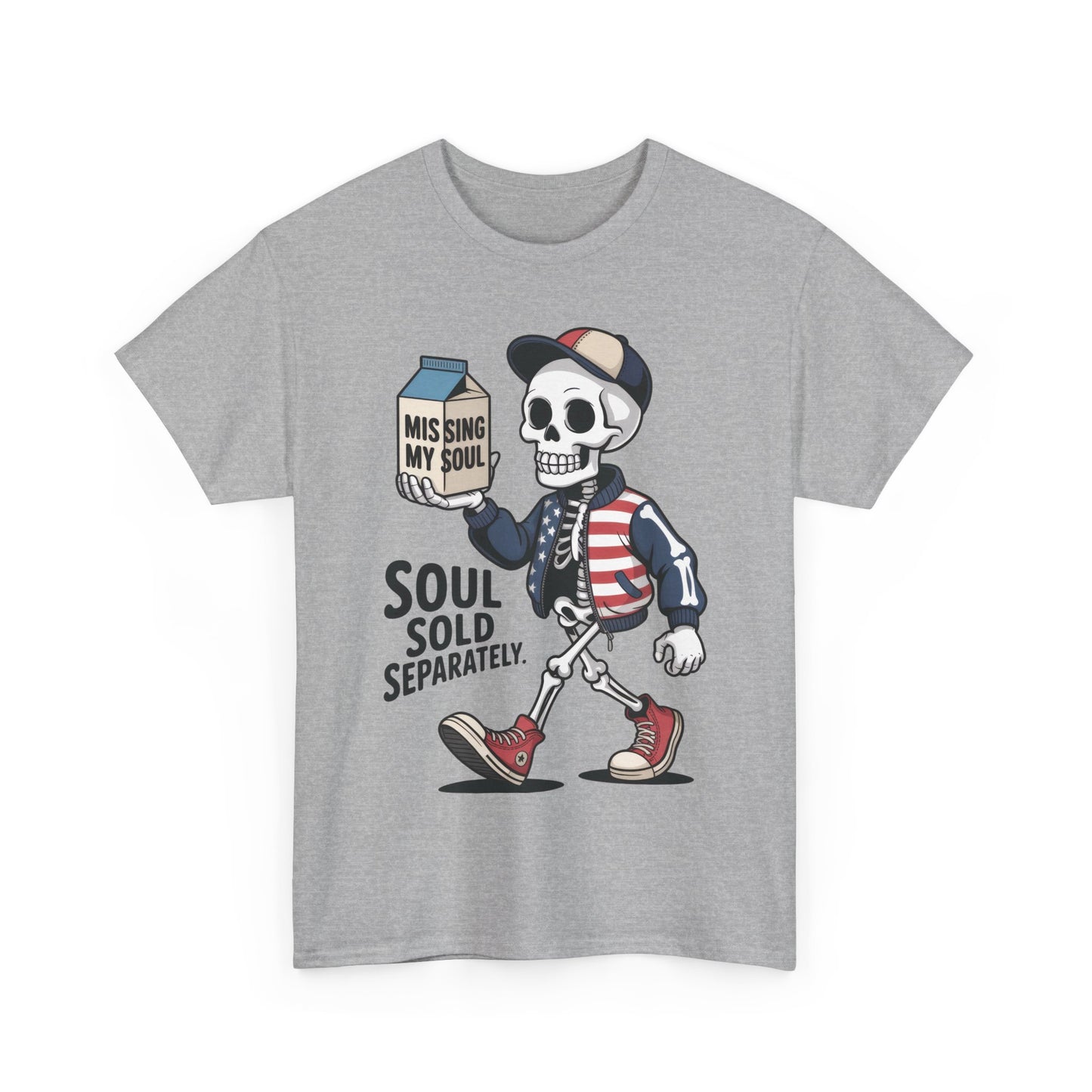 Funny Skeleton T-Shirt Soul Sold Separately Graphic Tee, Missing Soul Cartoon Shirt, Gothic Streetwear, Halloween Gift Tee