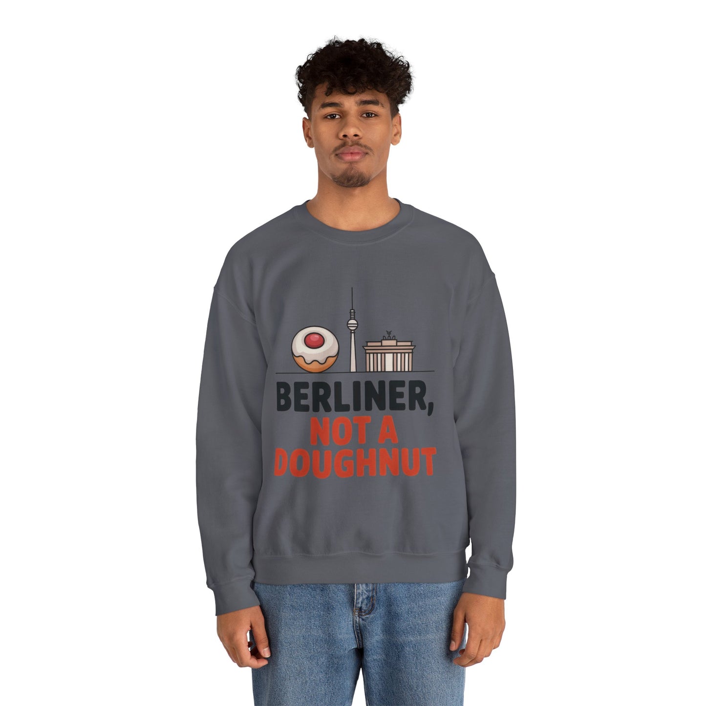 Mens Heavy Blend™ Crewneck Sweatshirt, Berliner Not a Doughnut Funny Berlin Mens Sweatshirt