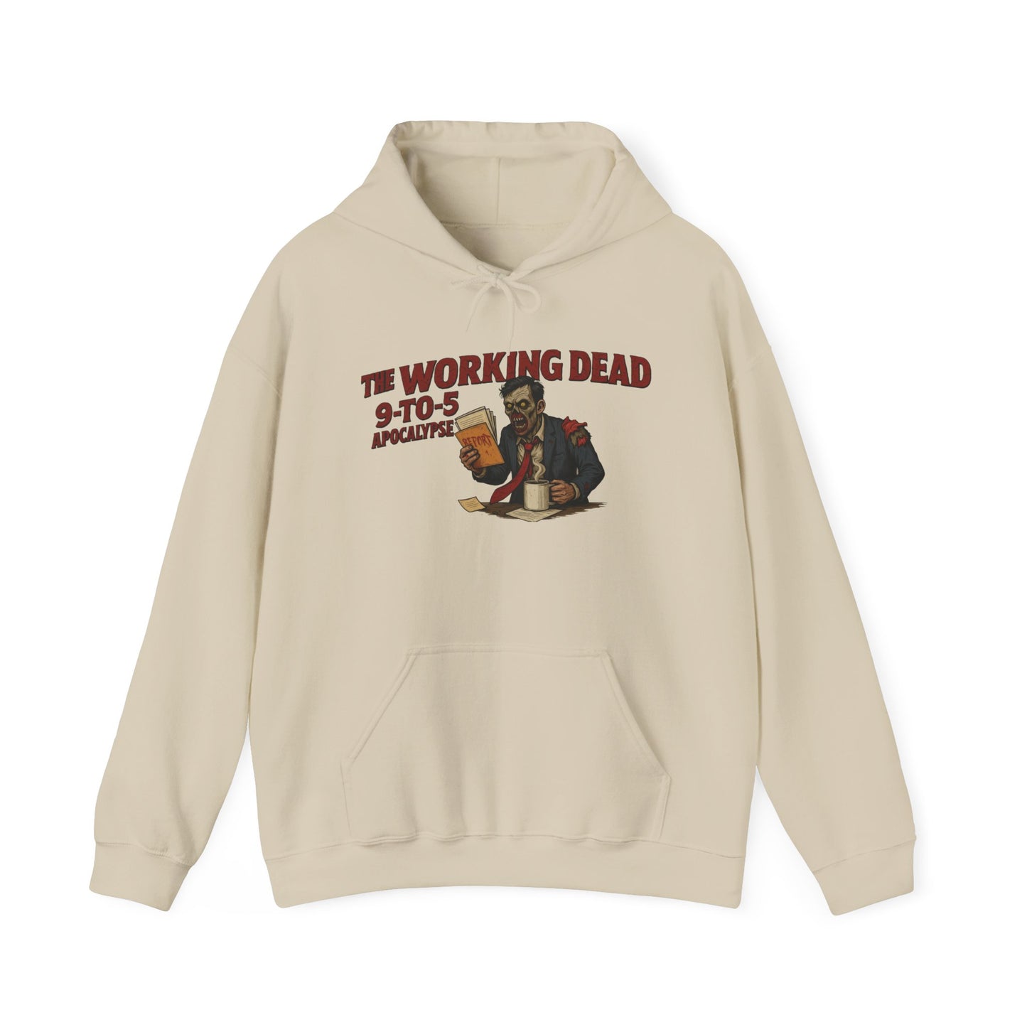 The Working Dead 9-to-5 Apocalypse Hoodie, Men's Horror Office Zombie Sweatshirt, Halloween Zombie Work Top