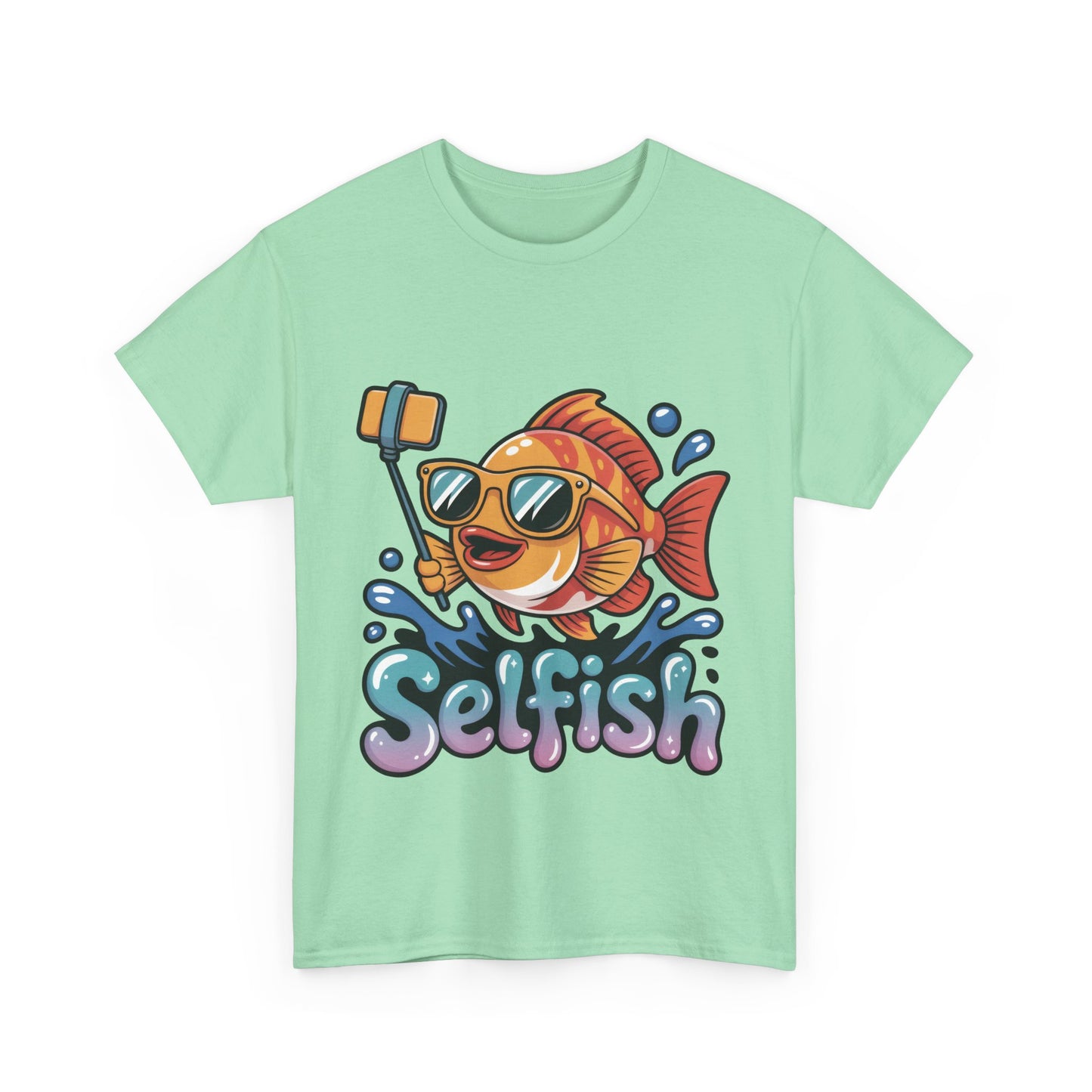 Funny Selfie Fish Graphic Womens T-Shirt, Playful Pun Gift for Her, Summer Vibes, Unique Beach Shirt, Outdoor Adventures
