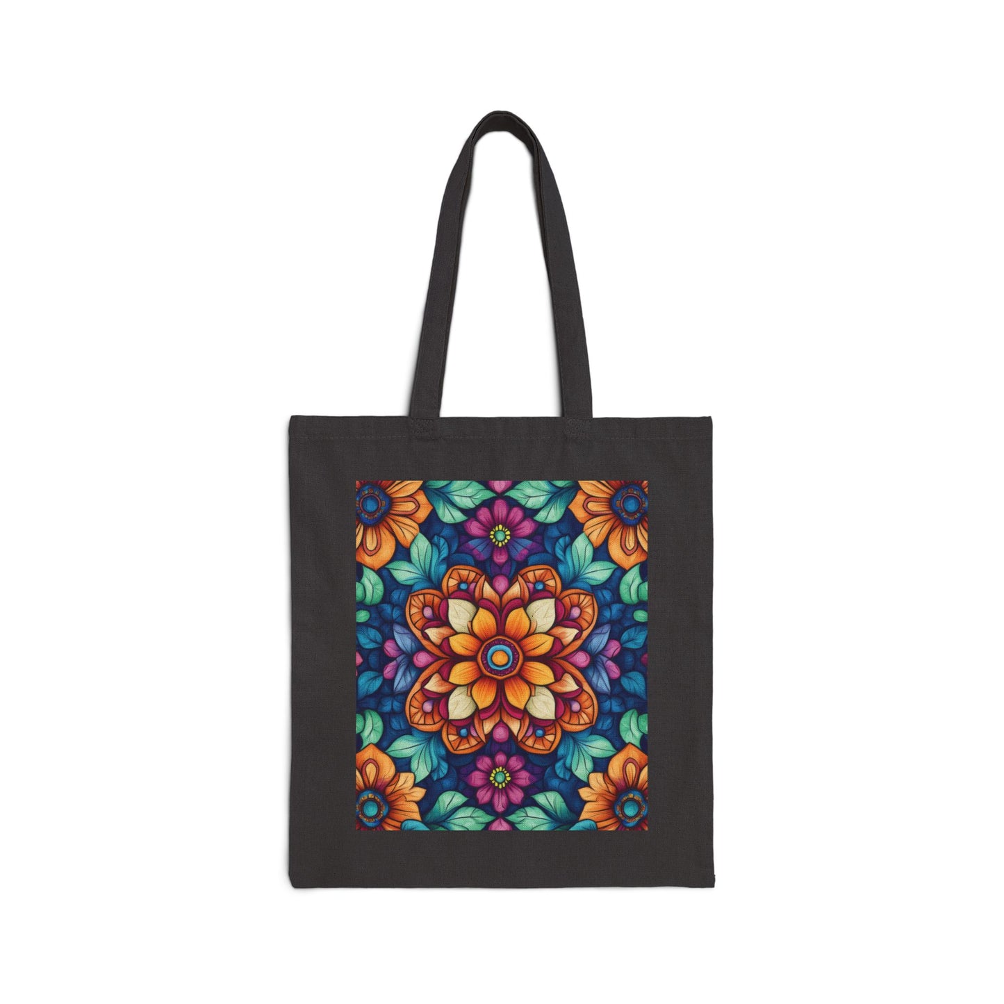 Vibrant Floral Cotton Canvas Tote Bag, Eco-Friendly Grocery Bag, Shopping Tote, Art Tote, Gift for Women