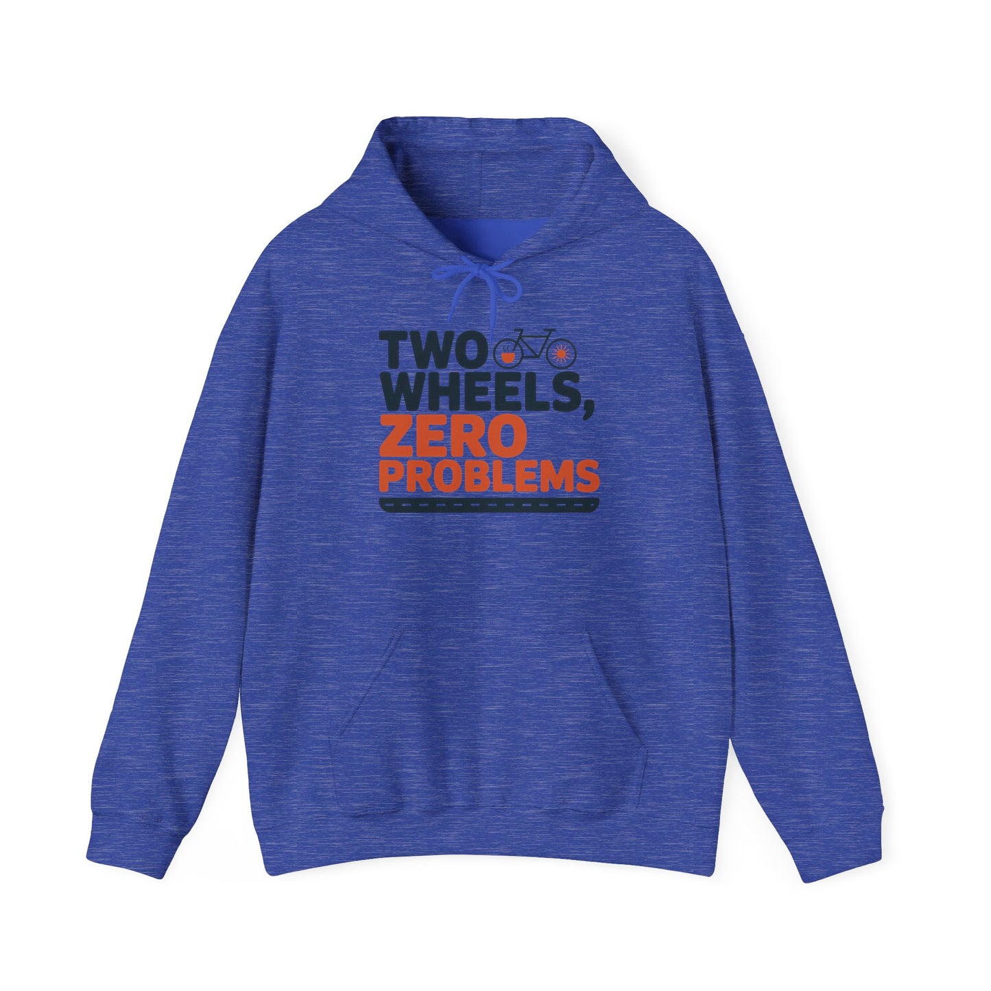 Men's Heavy Blend™ Hooded Sweatshirt, Two Wheels Zero Problems Mens Funny Cycling Hoodie, Cyclist Gift