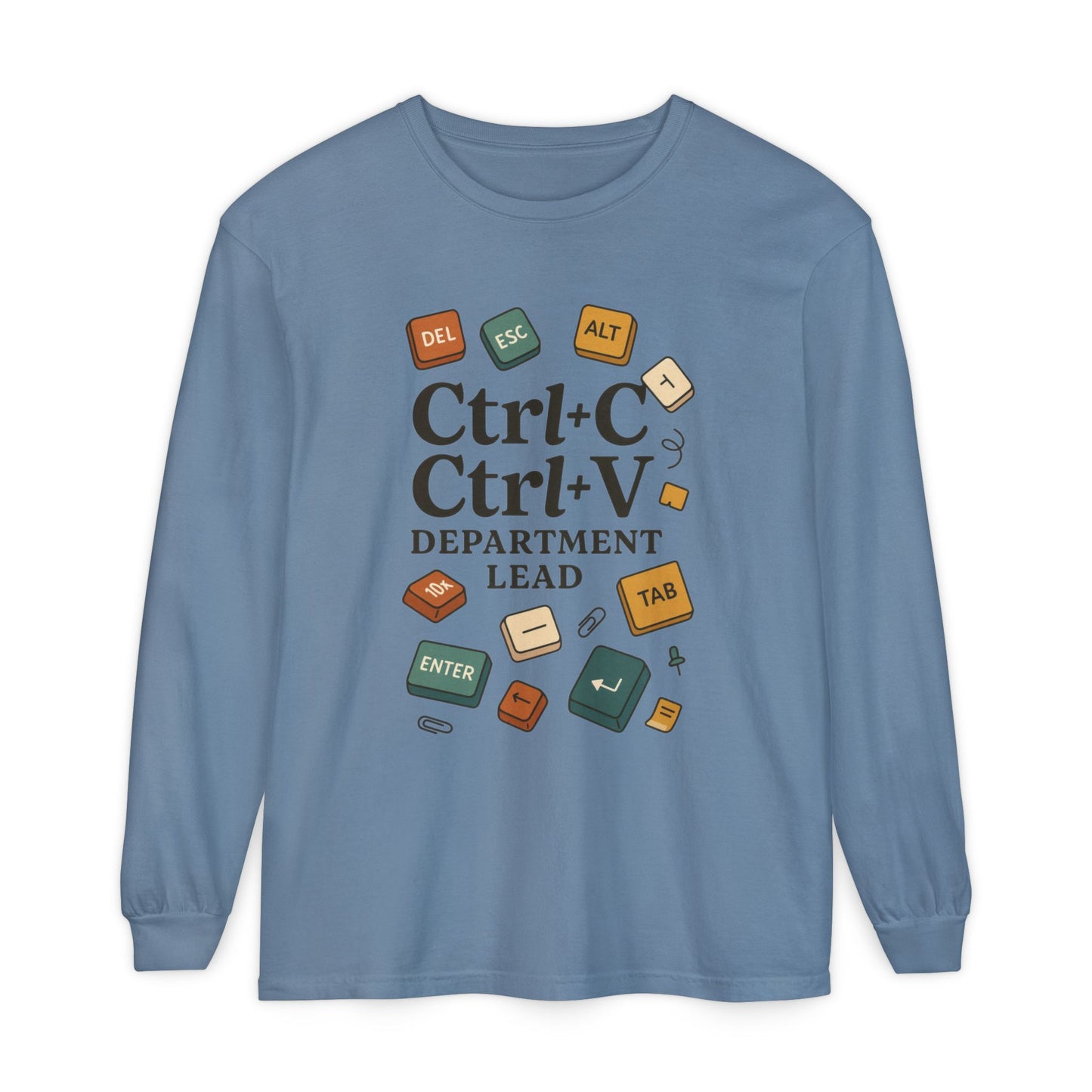 Graphic Long Sleeve Tee, Ctrl+C Ctrl+V Department Lead, Funny Office Humor Shirt, Programmer Gift, Tech Nerd Tee, IT Department Apparel