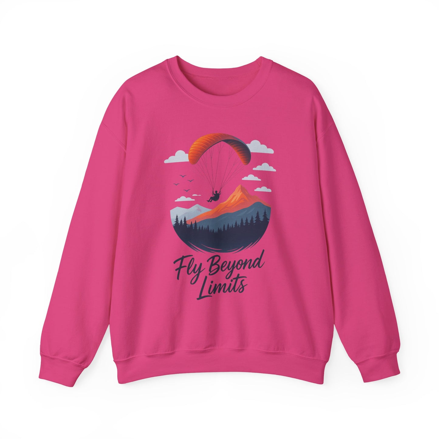 Adventure Inspiration Crewneck Sweatshirt - Fly Beyond Limits, Cozy Outdoor Outfit, Gift for Adventurers, Travel, Motivation Apparel