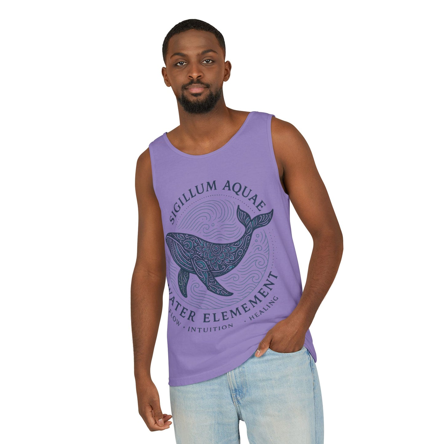 Water Element Whale Tank Top, Sigillum Aquae Symbol, Spiritual Ocean Totem Tee, Nature Energy Tee, Beachwear, Mindfulness Fashion