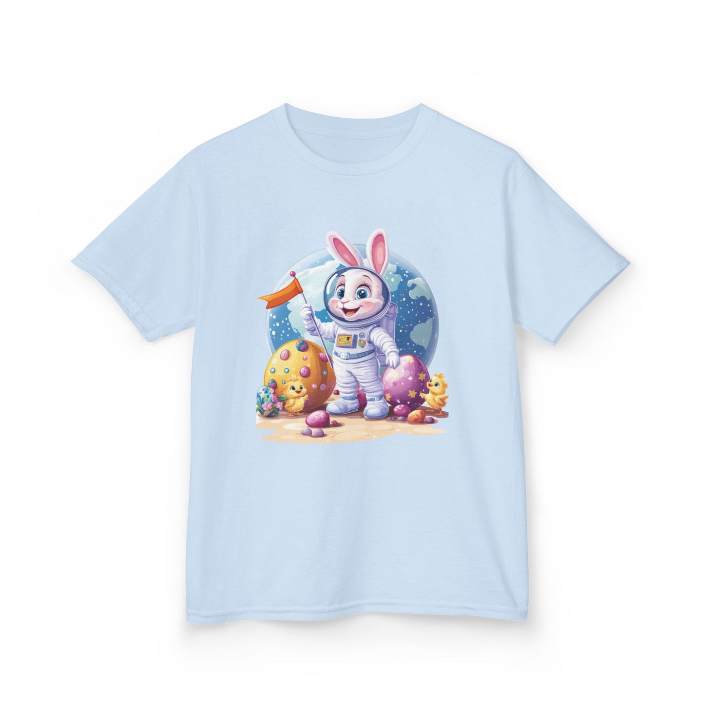 Kids Easter Astronaut Bunny T-Shirt, Space Bunny with Eggs, Galaxy Adventure Tee, Cute Bunny Gift for Boys and Girls