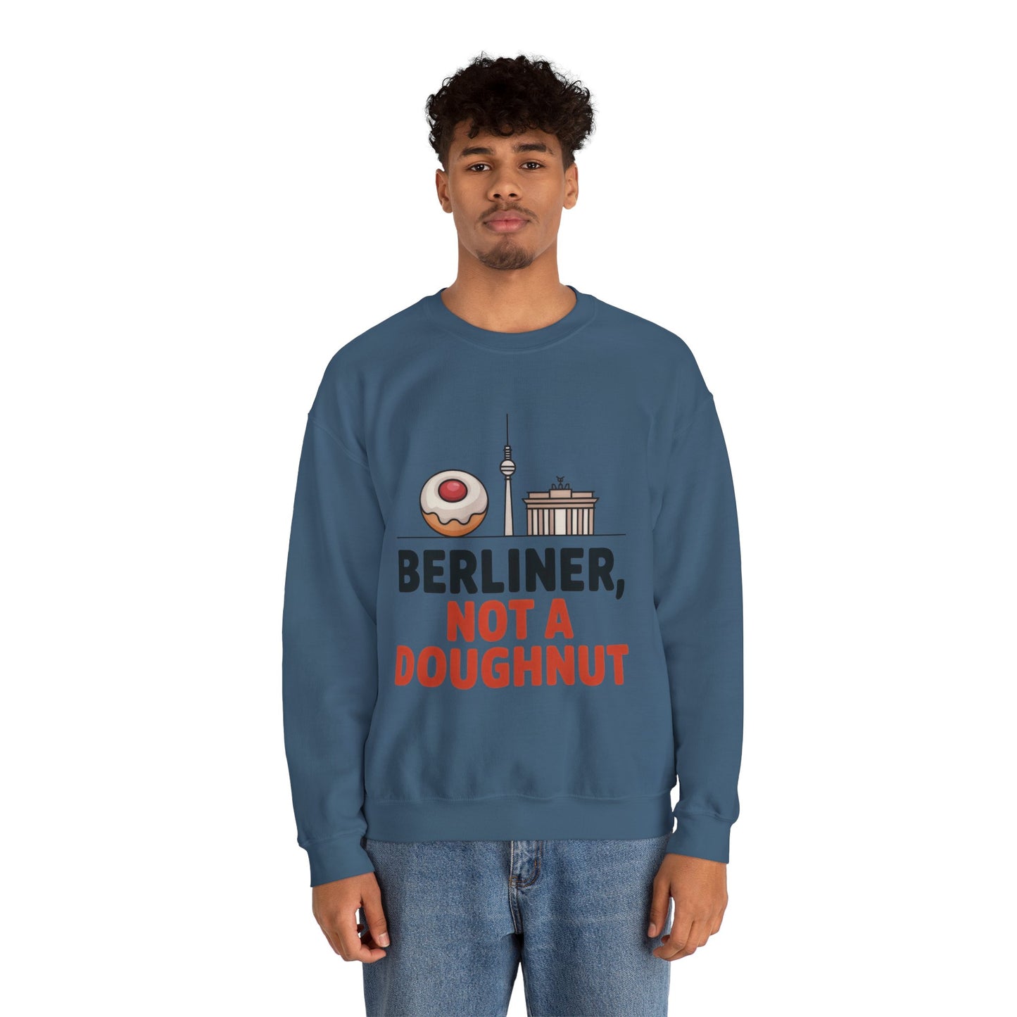 Mens Heavy Blend™ Crewneck Sweatshirt, Berliner Not a Doughnut Funny Berlin Mens Sweatshirt