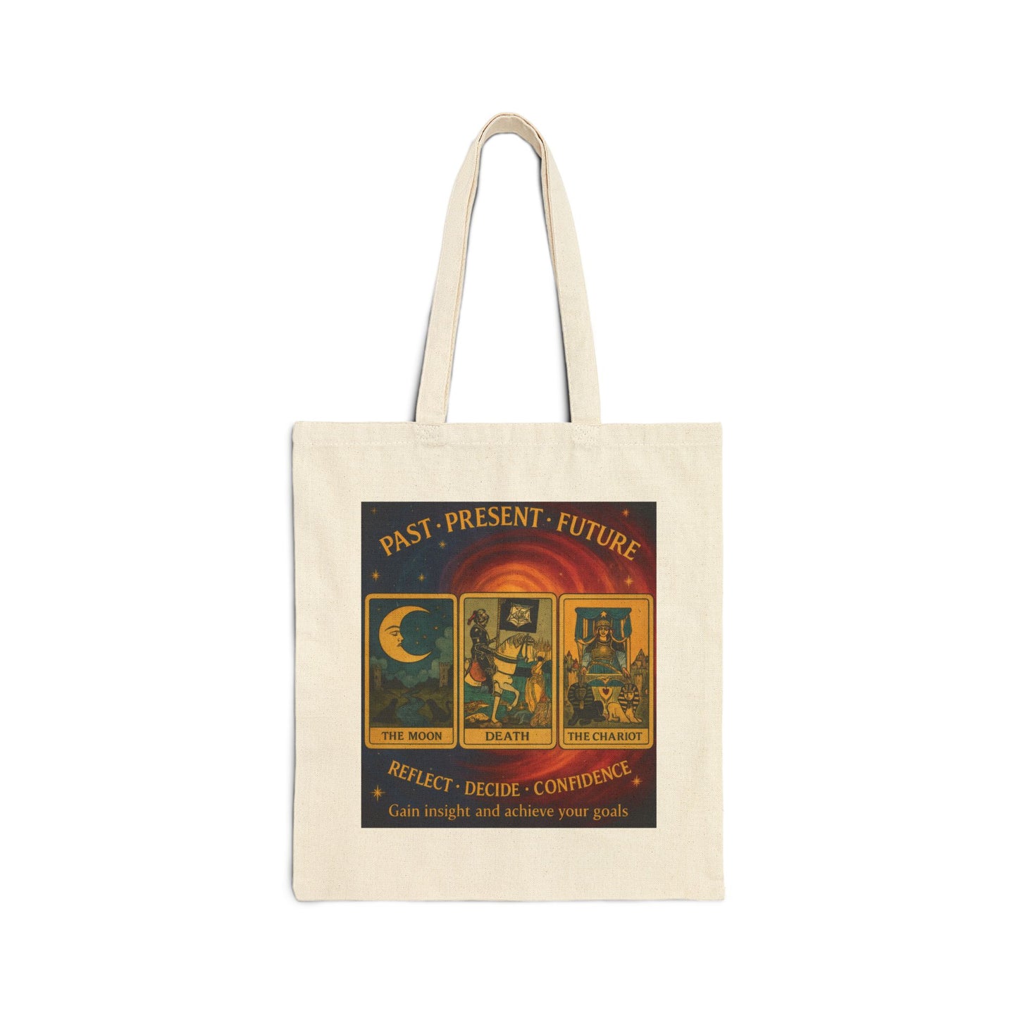 Past Present Future Tarot Tote Bag,Spiritual Gift for Tarot Lovers, Spiritual Gifts, Mystical Tarot Tote Bag, Unique Canvas Bag