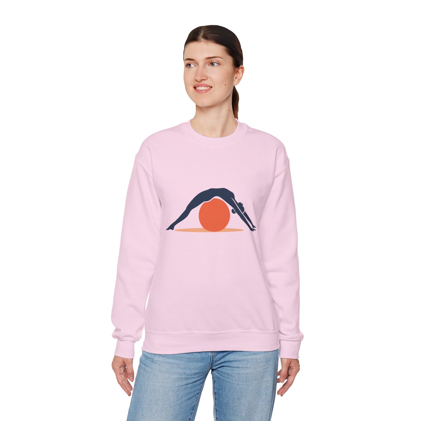 Womens Heavy Blend™ Crewneck Sweatshirt, Womens Pilates Sweatshirt, Yoga Fitness Graphic Pullover, Cute Workout Top