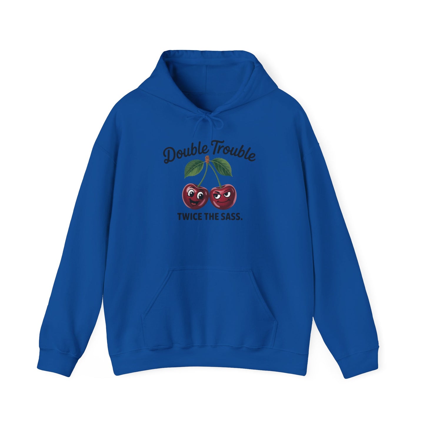Double Trouble Cherry Hoodie, Cute Funny Womens Hooded Sweatshirt, Twice The Sass Fruit Graphic Pullover, Sassy Cherry Hooded Top