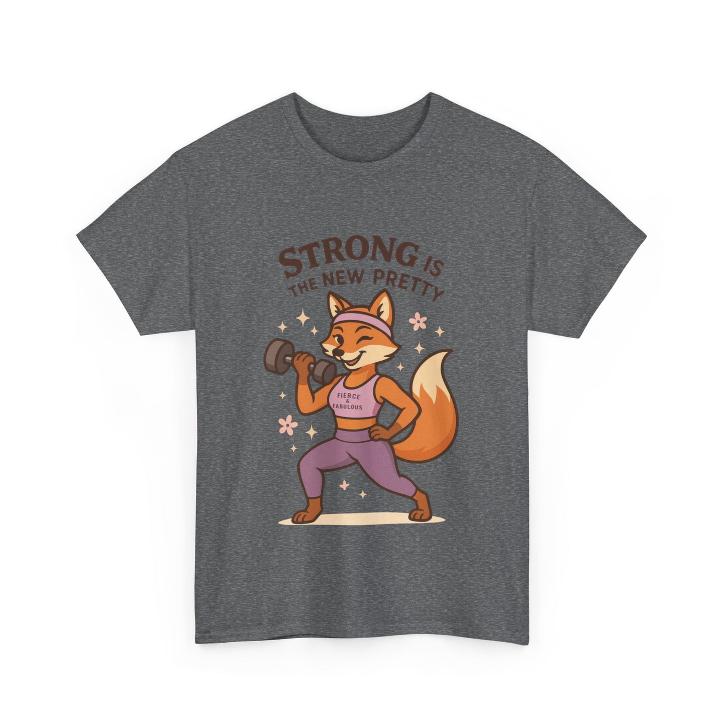 Strong is the New Pretty Tee, Inspirational T-Shirt, Fitness Apparel, Gift for Her, Motivational Top, Cute Fox Design, Womens Gym T-Shirt