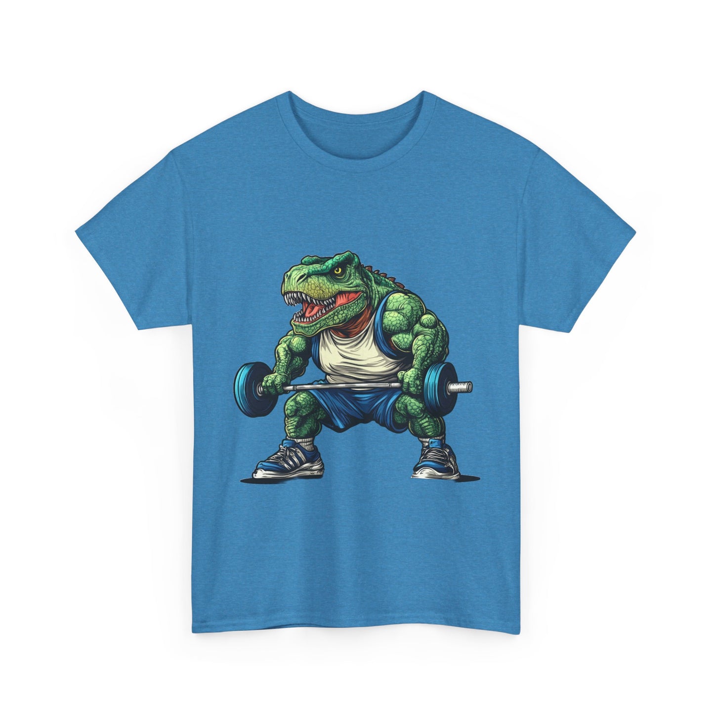 Dino Gym Tee, Muscle T-Rex Gym T-Shirt, Funny Men's Heavy Cotton T-Shirt,Fitness Gift for Gym Lovers, Cute Dinosaur Tee