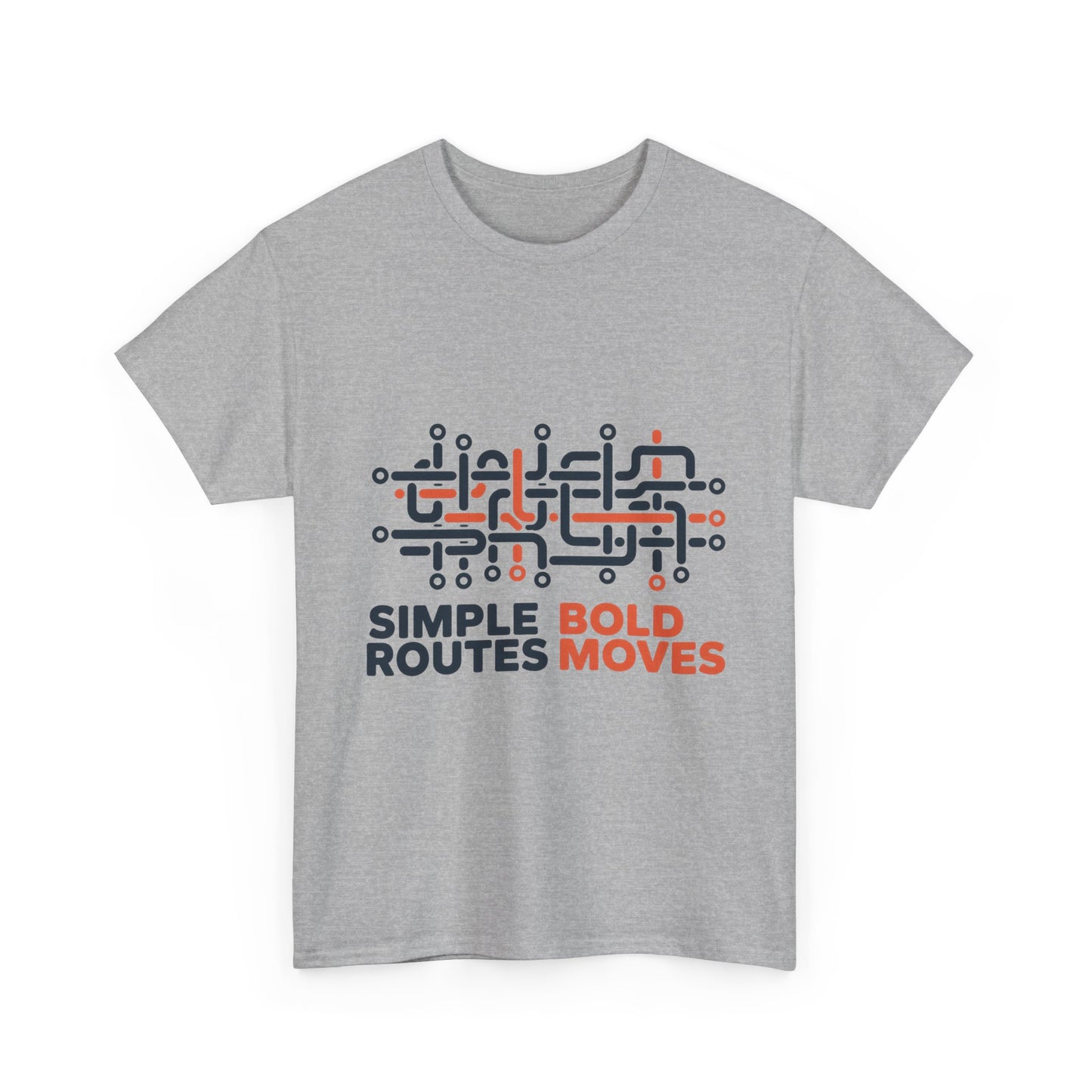Simple Routes Bold Moves Mens T-Shirt, Minimal Urban Metro Map Graphic Tee