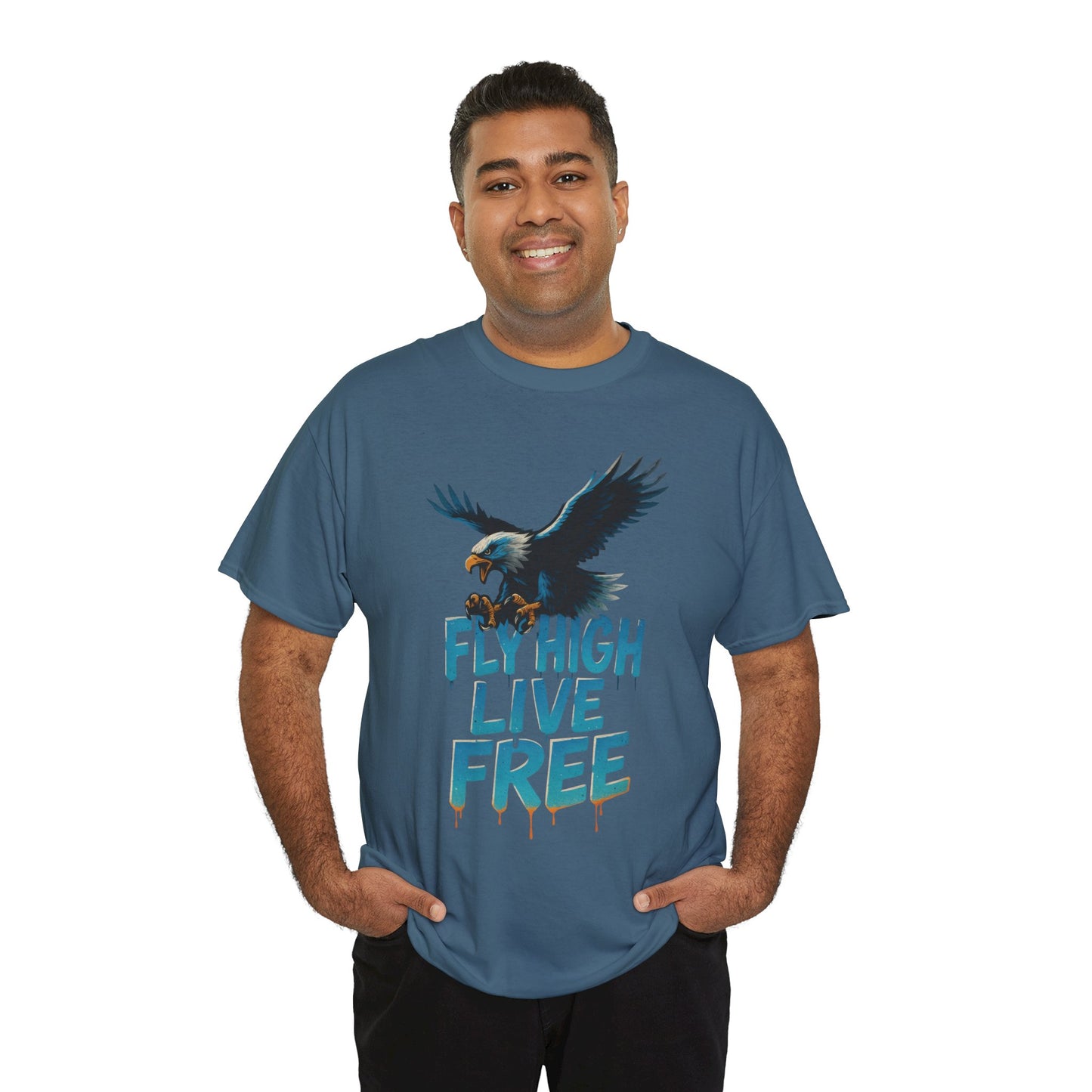 Fly High Live Free Eagle Graphic Mens T-Shirt, Eagle Tee, Fly Free Tee, Wild Flight