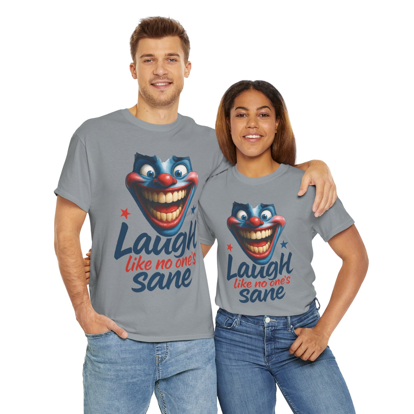 Funny Clown Face Unisex Heavy Cotton Tee, Creepy Clown Face T-Shirt, Humor T-Shirt,Clown Theme Shirt, Funny Horror Graphic Tee