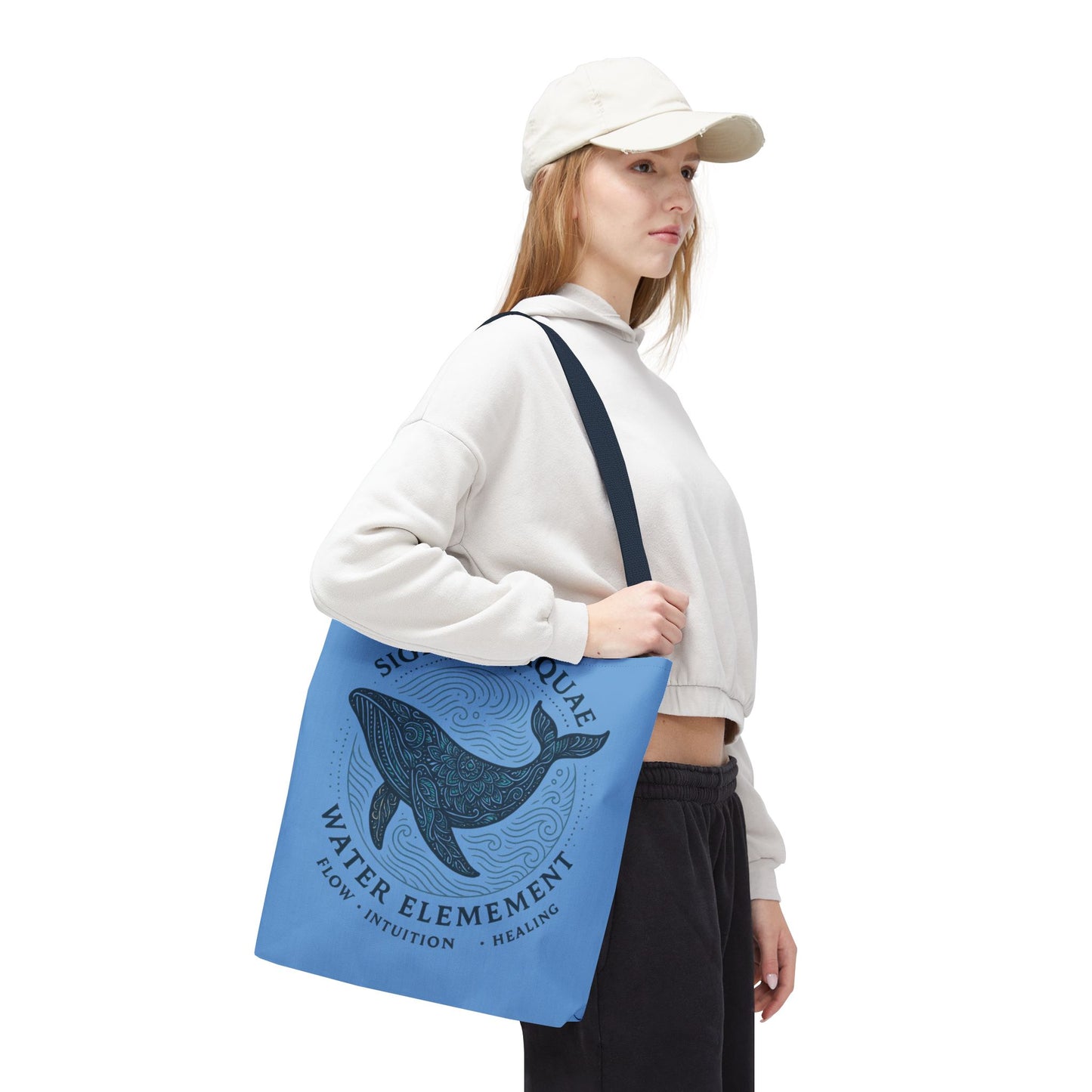Whale Water Element Tote Bag: Spiritual Gift, Eco-Friendly, Beach Bag, Yoga Accessories, Meditation Essentials, Weekender Bag, Large Bag