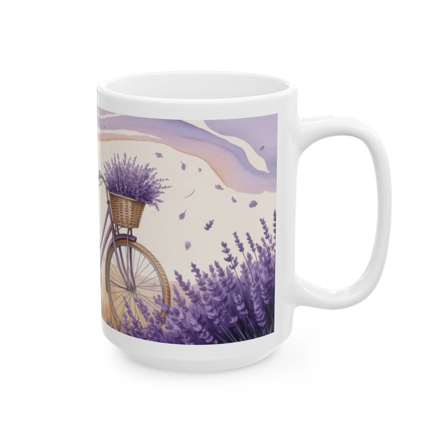 Lavender Field Mug, Bicycle Coffee Cup, Tranquil Nature Lover Gift, Calm Summer Vibes Mug, Motivational Coffee Cup, Inspirational Quotes