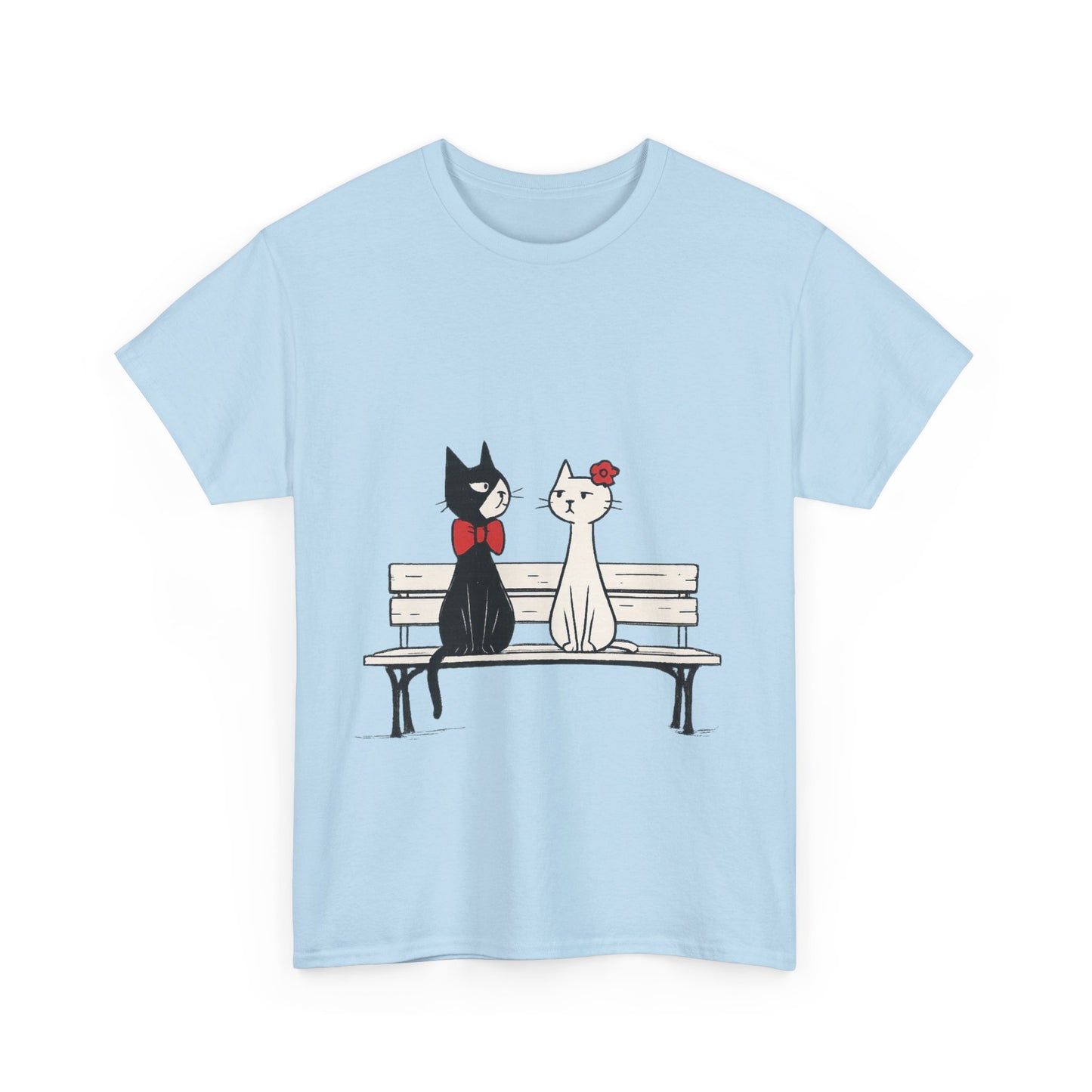 Cute Cat Lovers Tee, Womens Heavy Cotton Tee for Pet Owners, Funny Cat Shirt, Gift for Cat Lovers, Casual T-Shirt, Animal Art Tee