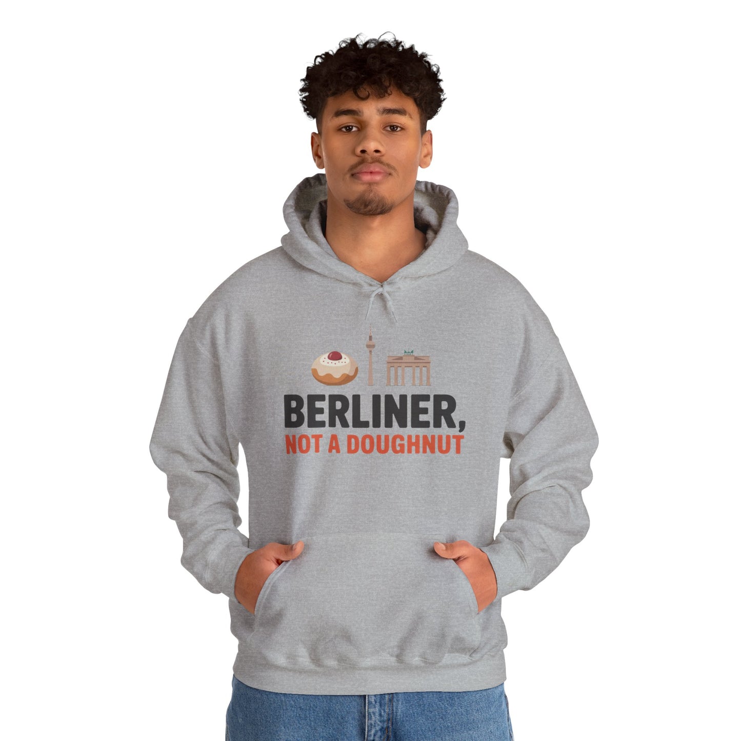 Mens Heavy Blend™ Hooded Sweatshirt, Berliner Not a Doughnut Funny Berlin Hoodie for Men