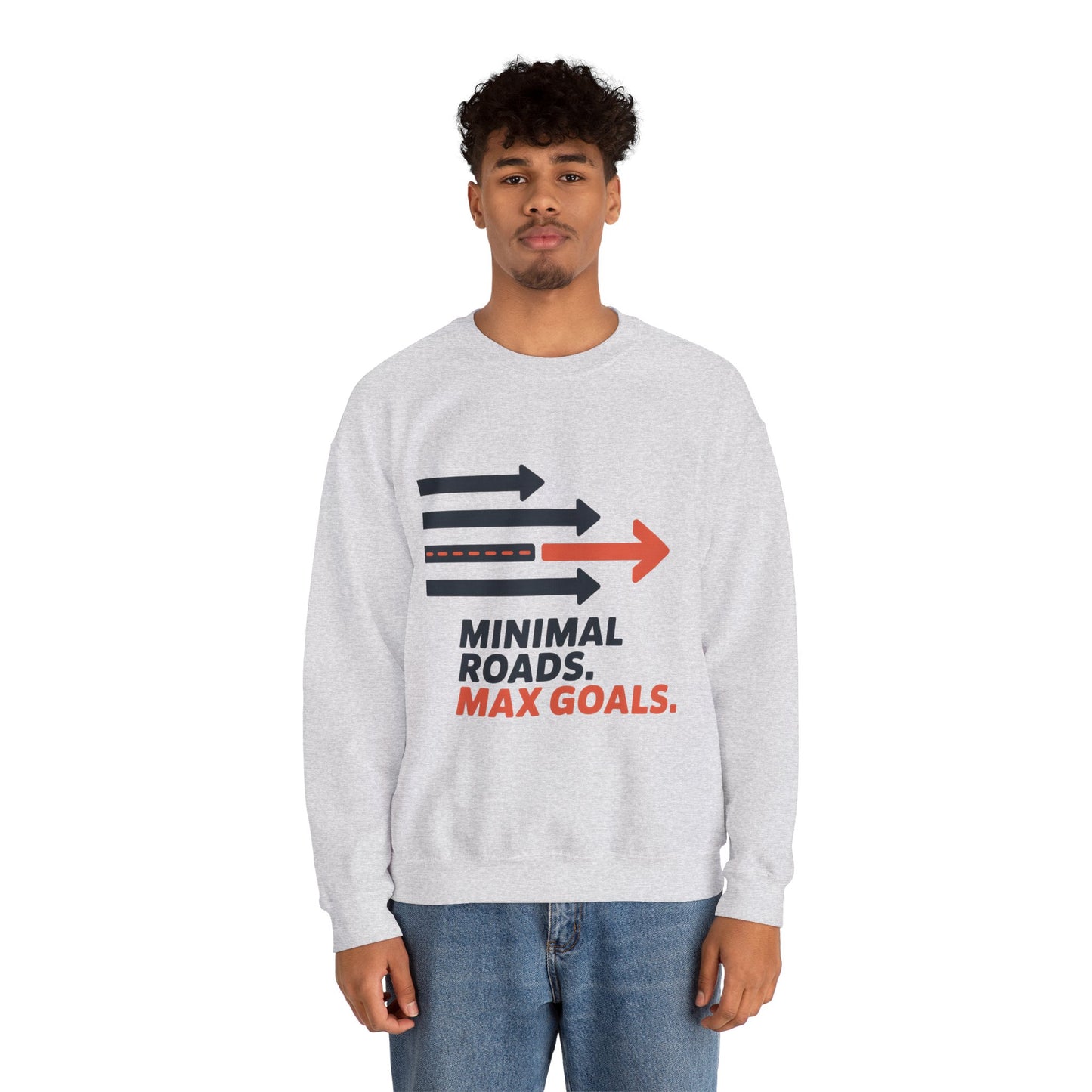 Mens Heavy Blend™ Crewneck Sweatshirt, Minimal Roads Max Goals Motivational Mens Sweatshirt