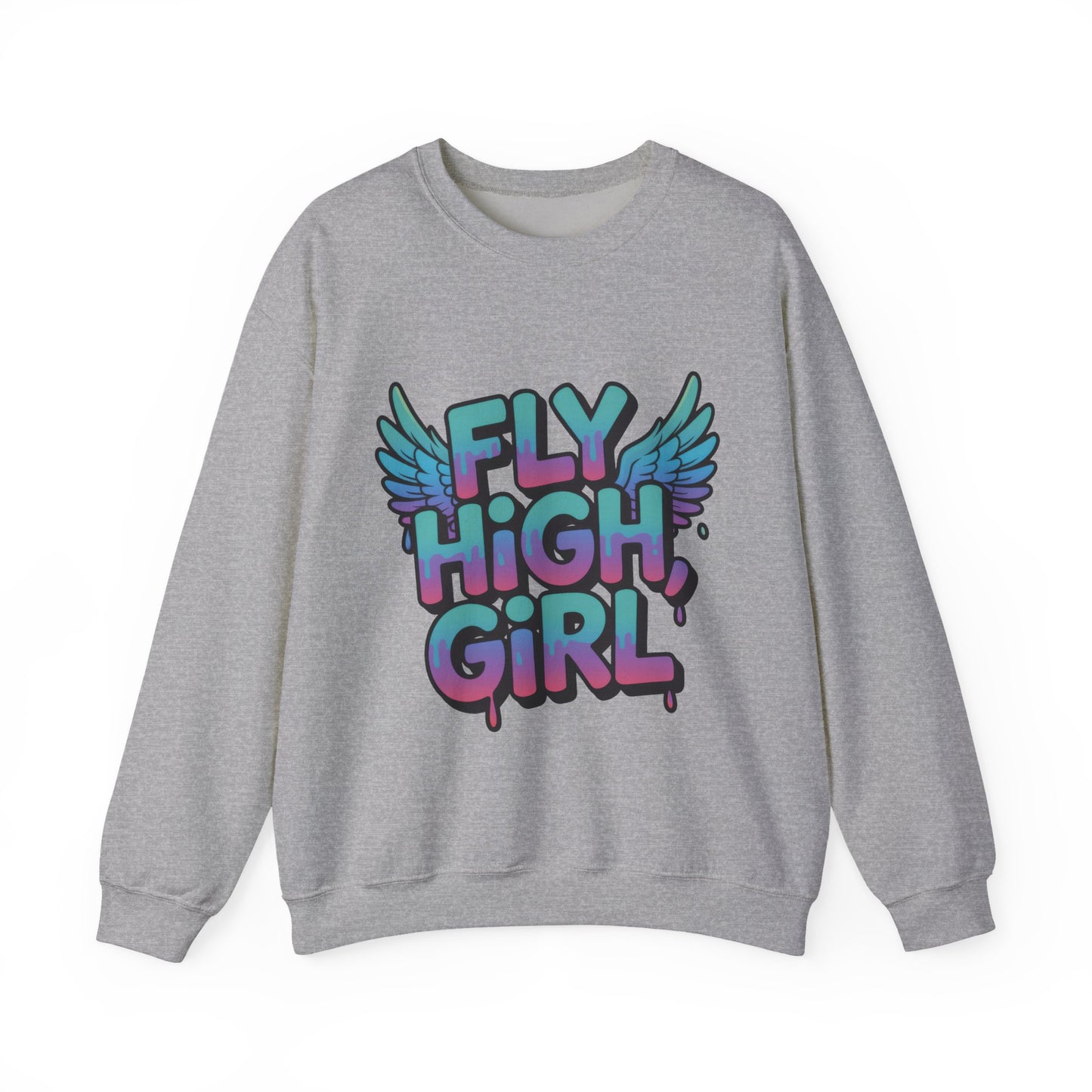 Women's Sweatshirt Fly High Girl, Graffiti Drip Angel Wings Streetwear Pullover Top
