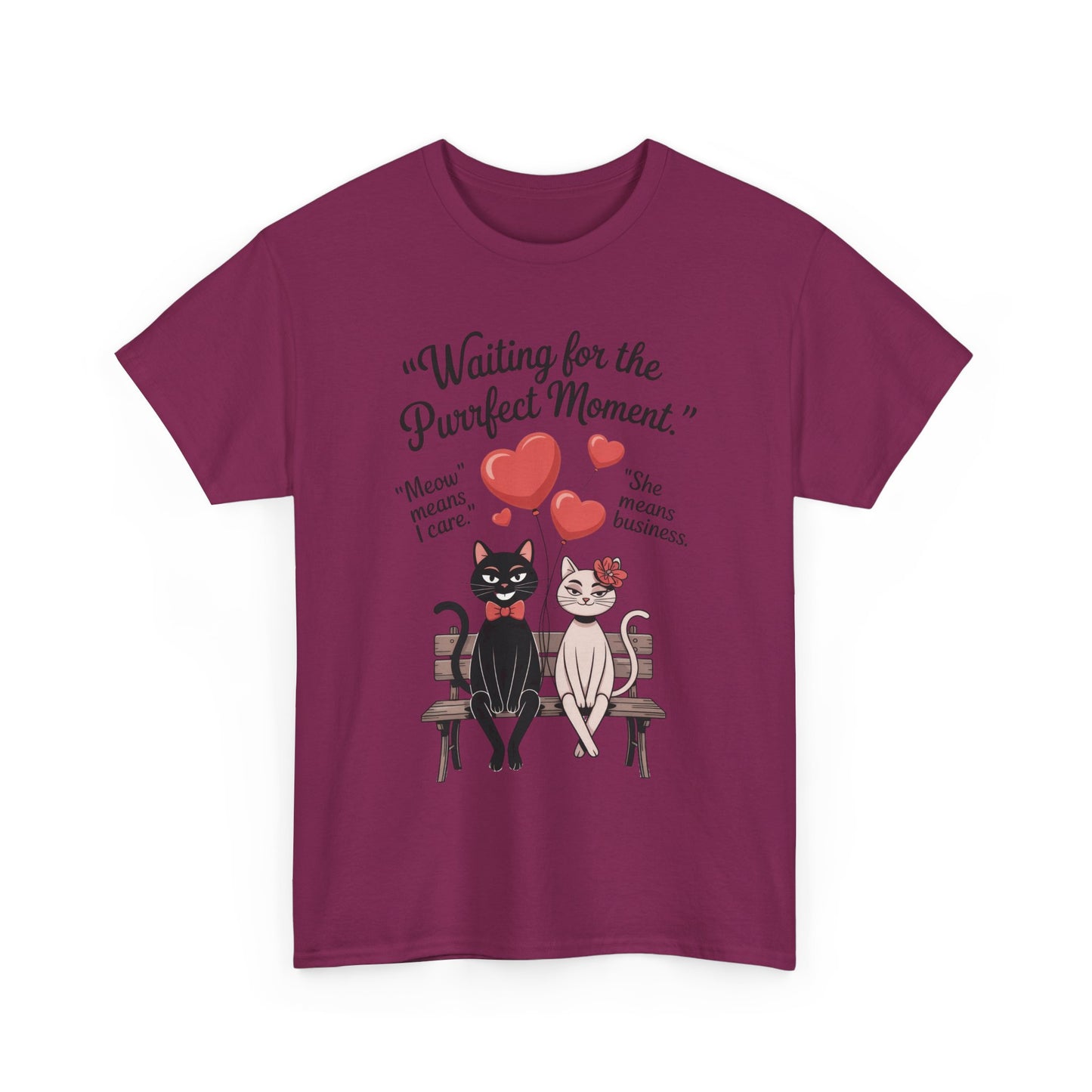 Cute Cat Lovers Tee, Womens Heavy Cotton Tee for Pet Owners, Funny Cat Shirt, Gift for Cat Lovers, Casual T-Shirt, Animal Art Tee