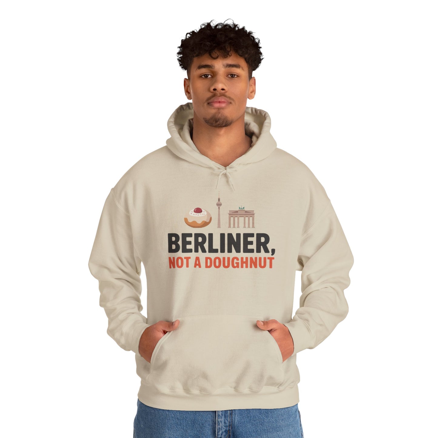 Mens Heavy Blend™ Hooded Sweatshirt, Berliner Not a Doughnut Funny Berlin Hoodie for Men