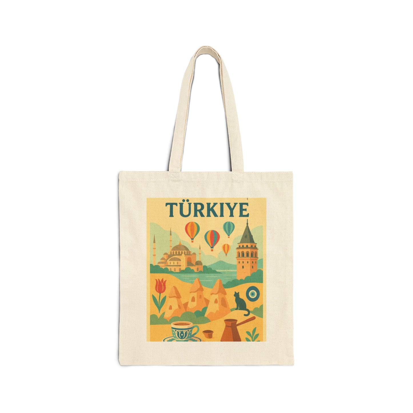 Turkey Adventure Cotton Canvas Tote Bag, Eco-Friendly Grocery, Travel, Beach Bag, Gift for Travelers, Vintage Design