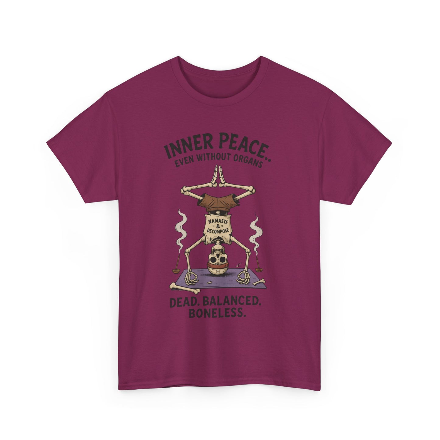 Inner Peace Skeleton Yoga Unisex Tee, Dark Humor Meditation Shirt, Gift for Mindfulness Lovers, Yoga Shirt, Peaceful Vibes