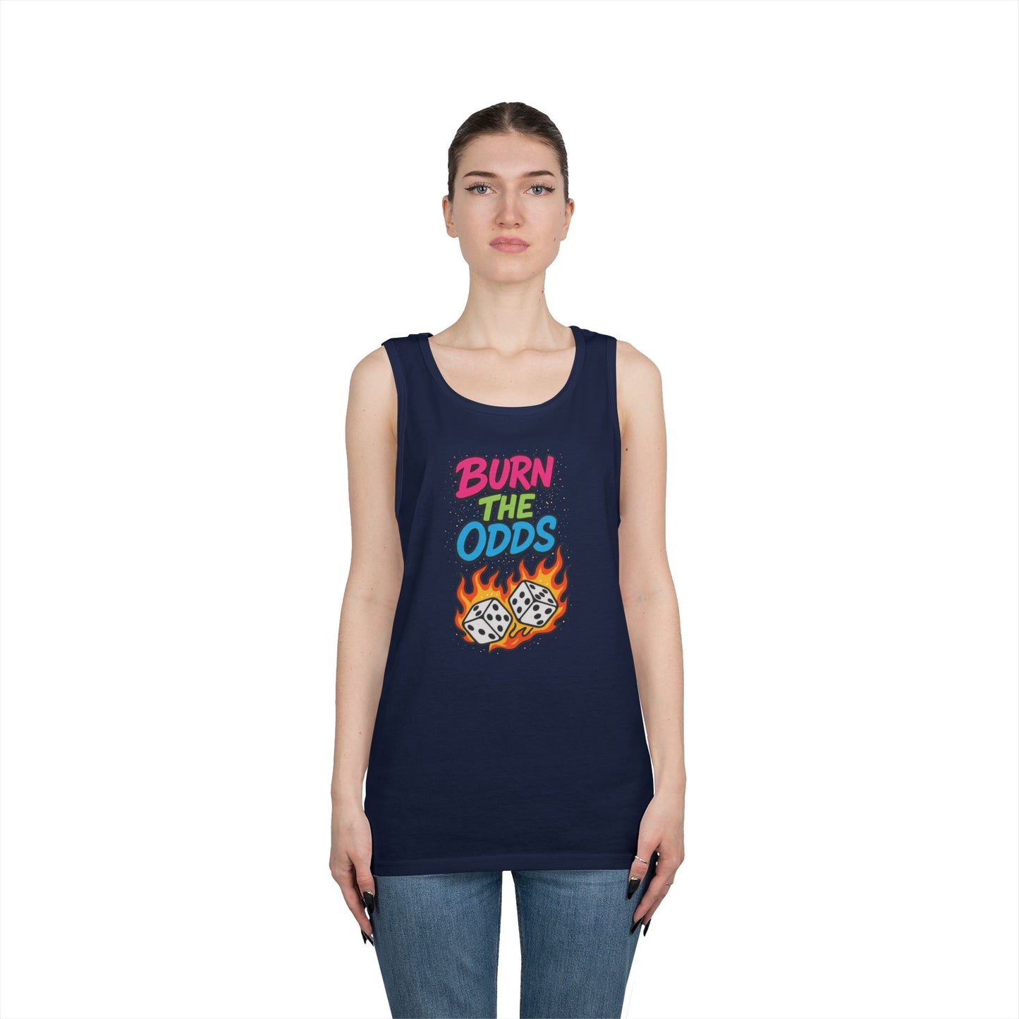 Burn the Odds Tank Top, Casual Summer Wear, Gaming Gift, Dice Design Tee, Gift for Gamers, Funny Tank, Perfect for Parties