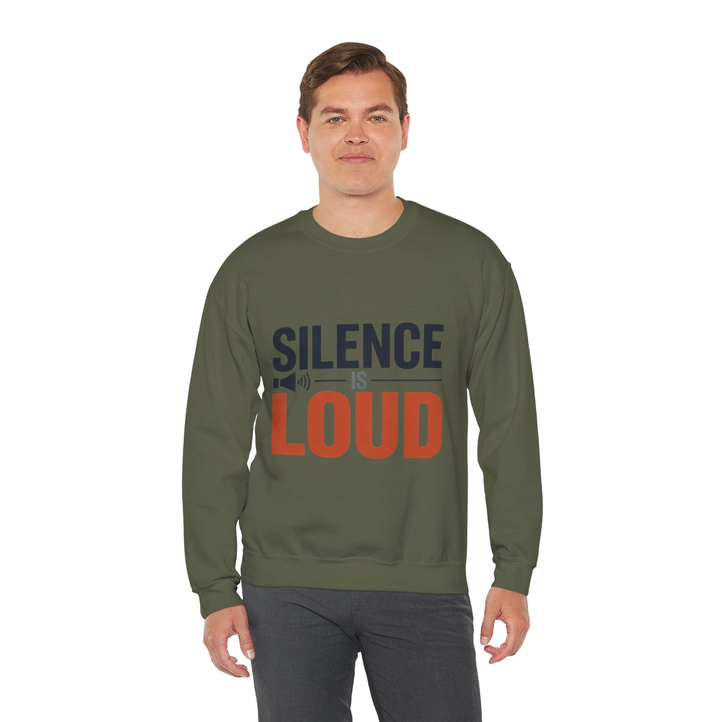 Mens Heavy Blend™ Crewneck Sweatshirt, Silence Is Loud Motivational Mens Sweatshirt