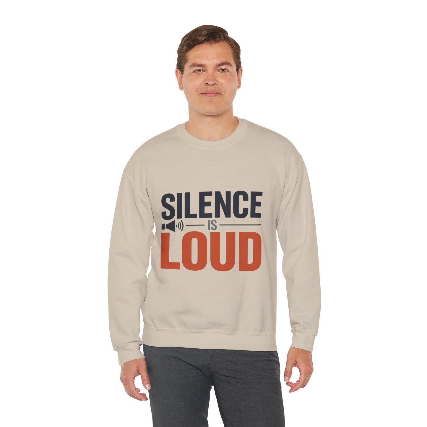 Mens Heavy Blend™ Crewneck Sweatshirt, Silence Is Loud Motivational Mens Sweatshirt